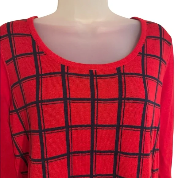 NWT      The Limited Red/Navy Plaid Sweater  LARGE   #4 - Picture 2 of 10